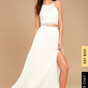 White 2-piece Maxi Dress with Lace Top